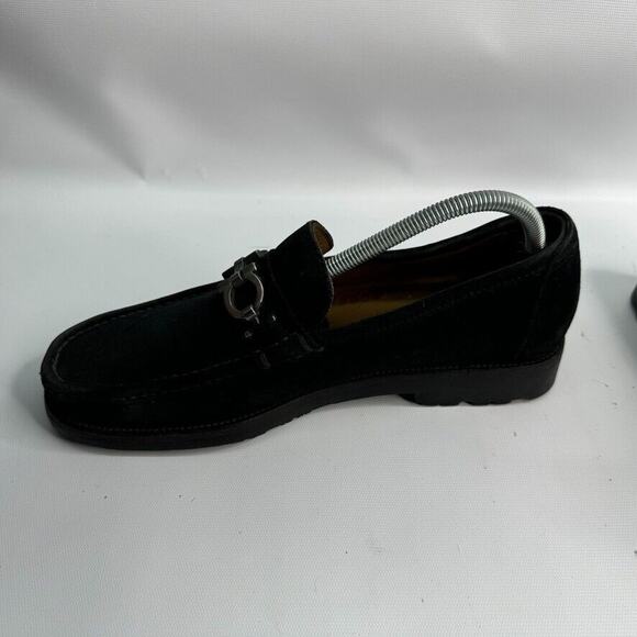 SALVATORE FERRAGAMO Men’s Diego Black Suede Horse Bit Loafers US 7.5‎